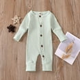 thumbnail image 5 of Nafuu Boys Romper Solid Color Crew Neck Long Sleeve Soft Knit Ribbed Outfit Comfortable Autumn Toddler Clothing Classic Home Onesies,Light Green,0-3 Months, 5 of 8