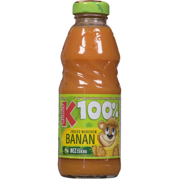 KUBUS 100% Juice Carrot Apple Banana, Glass Bottle