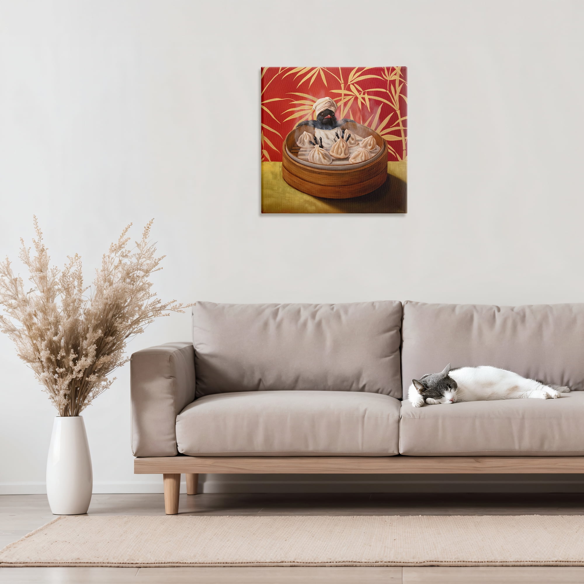 Bamboo Steamer Bird Canvas Wall Art, design by Lucia Heffernan