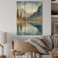 thumbnail image 2 of Designart "Riverside Calm in the Mountains I" Landscape Mountains Print on Natural Pine Wood, 2 of 5