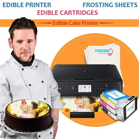 Icinginks Edible Printer Bundle - Latest Canon Printer with Edible Cartridges, Frosting Sheets & Edible