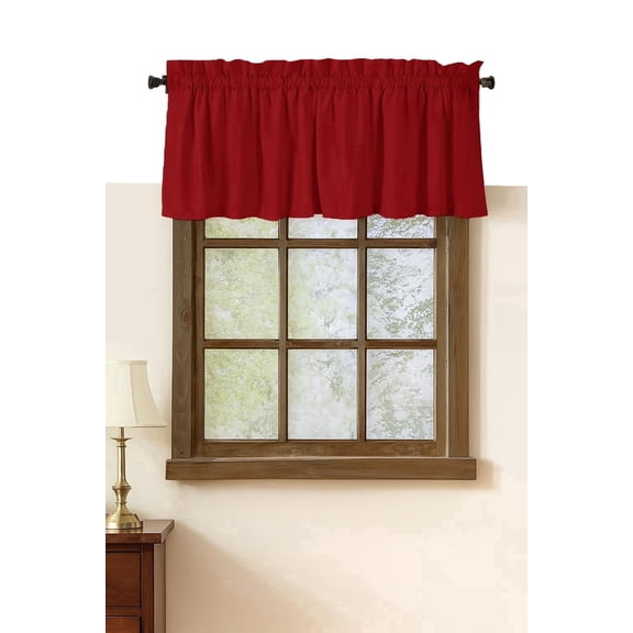 Native Fab Set of 2 Valance Curtains for Windows 54"x18" for Living Room Bedroom Kitchen Windows Bathroom, Farmhouse Vintage Curtain Valances Rod Pocket - Red