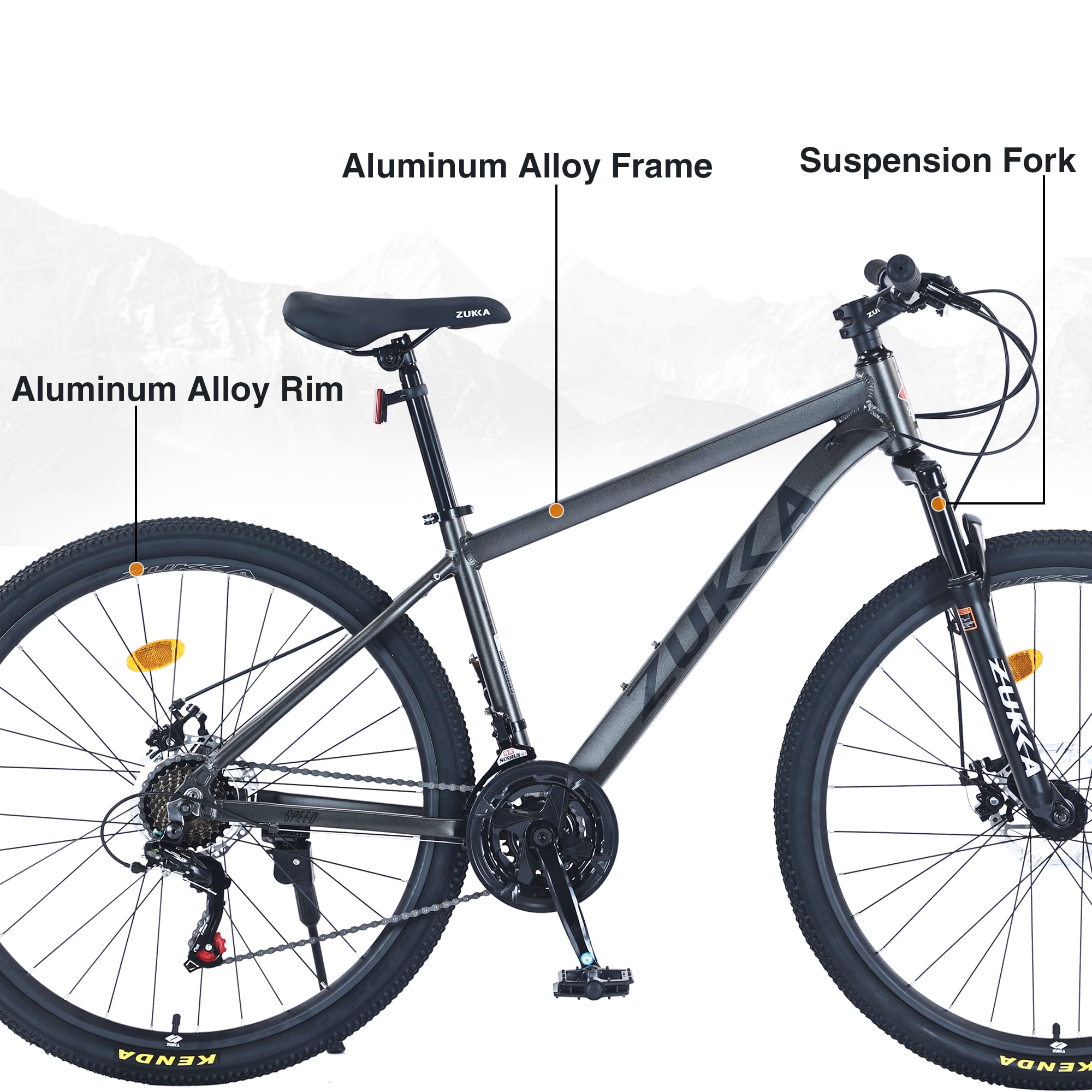 27.5 Inch Mountain Bike, 21-Speed Adult Aluminum Frame Bicycle for