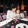 thumbnail image 3 of Homewish Halloween Pink Ghost Full Size Comforter Sets for Girls, Spooky House Skull Bat Bedding Comforter Set, Pink Black Gray White, Pumpkin Bat Reversible, 3-Piece 1 Comforter and 2 Pillowcases, 3 of 5