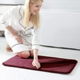 thumbnail image 6 of Extra Thick Memory Foam Bath Rug (17x24 Burgundy) Non Slip Absorbent Super Cozy Velvet Bathroom Mat, Luxury Soft Plush Small Carpet for Bath Room Shower Floor Tub, Machine Wash Dry, 6 of 6