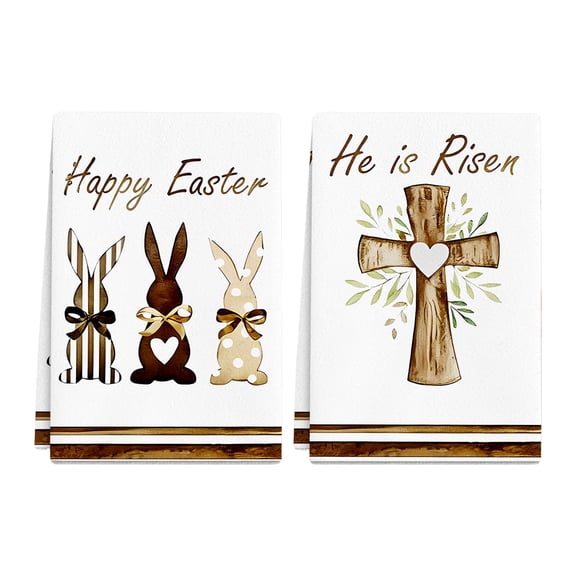 Easter Kitchen Towels Set of 2 Hand Towels Dish Towels Absorbent Tea Towels Holiday Themed Dish Cloths Cooking Baking Towels Home Decor