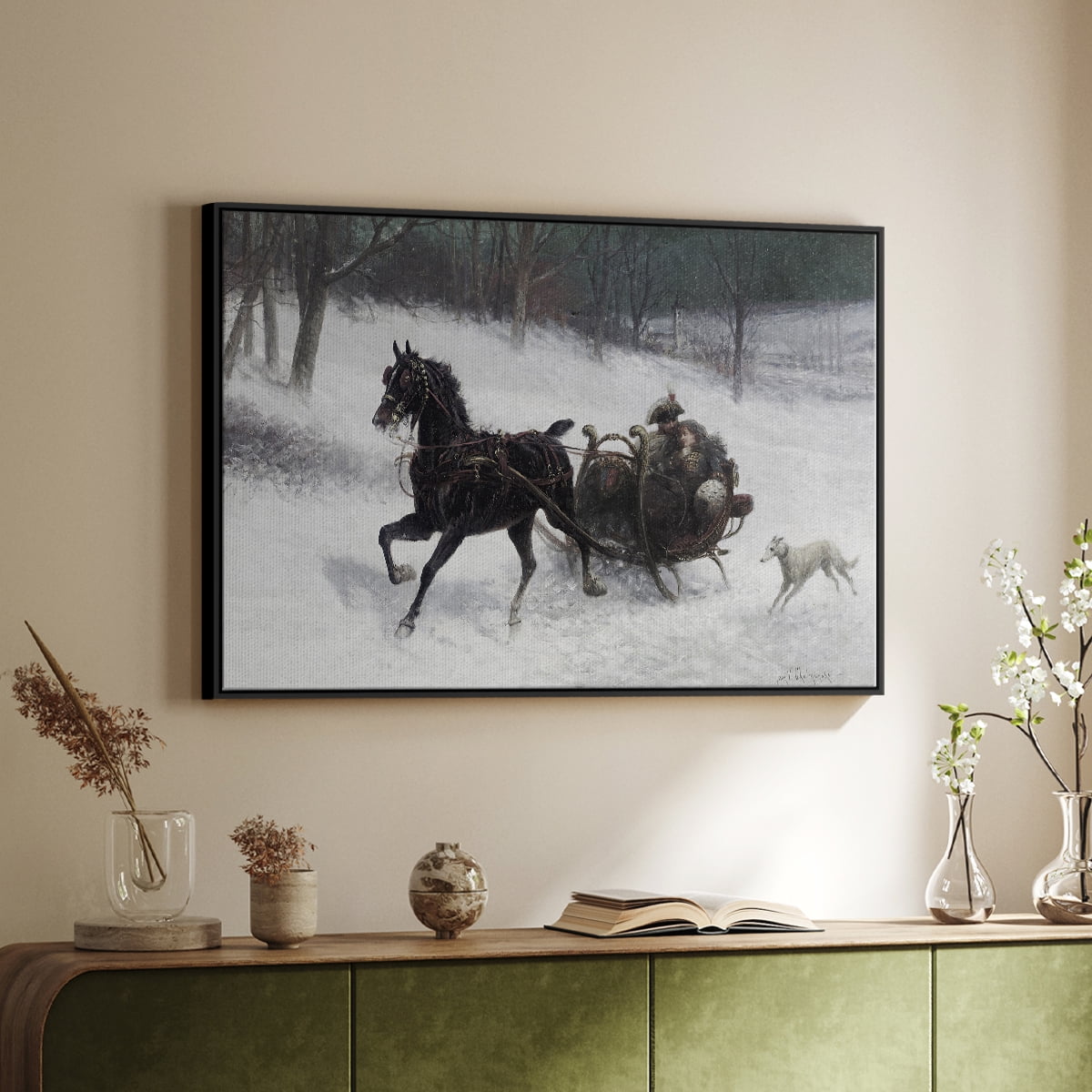 Vintage Animal Print-XXIV By Wexford Home Framed in Black Wood Gallery Wrapped Canvas 27 in. x 41 in.
