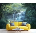 thumbnail image 2 of Forest Waterfall Wall Murals For Bedroom - Green Forest Murals, Nature Scenery Wall Mural For TV Background, Waterfall Large Mural 79"W x 55"H (Not Peel and Stick), 2 of 6