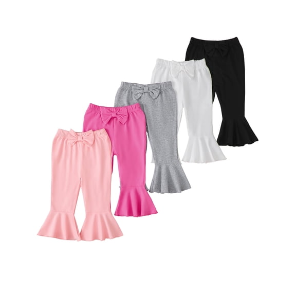 Infant Girls Clothes Baby Girl Pants Toddler Leggings 5 Pack Flare Baby Pants 6 9 12 18 24 Months 2T 3T Bell-bottoms for Girls Multicolor
