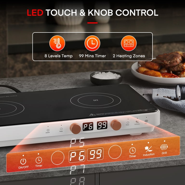 Fohere Induction Cooktop, 1800W Dual Burner photo 2