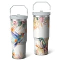 thumbnail image 2 of 1pc Flowers and Birds 30oz Tumbler with Straw & Handle - Insulated Stainless Steel Cup | Holiday Gift for Man Women (Christmas, Valentine's, Birthday), 2 of 7