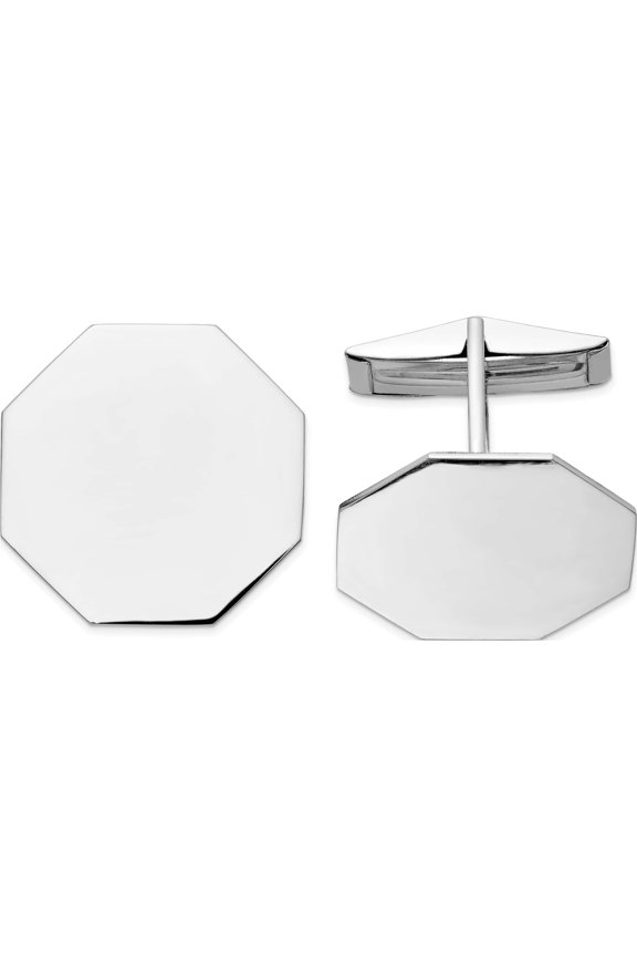 14K White Gold Wg Men's Octagonal Cuff Links (20 X 20) Made In United States mc248