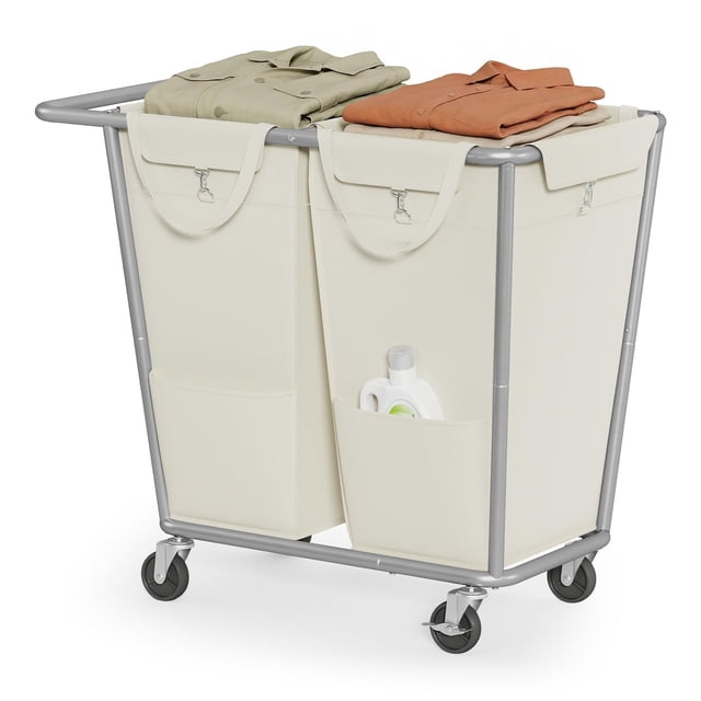 Cesto de Ropa SONGMICS URLS009W01 190L de Dos Secciones con Ruedas