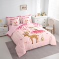 thumbnail image 4 of Homewish Kawaii Ballet Princess Twin Bedding Sets 7-Piece for Kids, Flower Deer Elk Bedding Comforter Set, Pink Sequin Print Reversible Sheet Sets, Luxury Bedroom Decor, 4 of 8