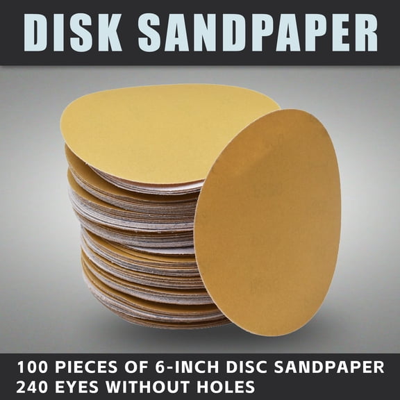 findmall 100 Pack 6" Hook Loop Pads Sanding Disc Flocking Grit 240 NO-Hole Disc