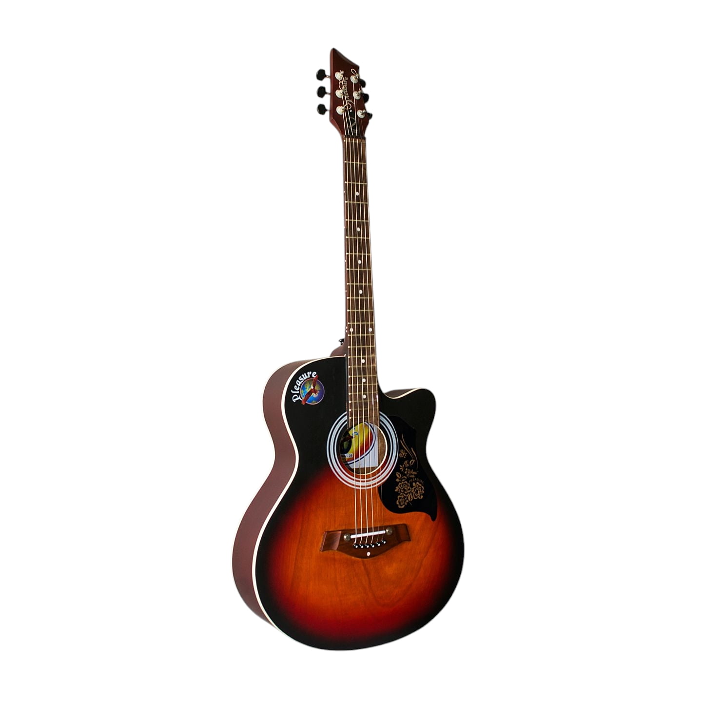 Matte Finish Old Violin Sunburst Red 6 String Cutaway 39" Acoustic Guitar with Equalizer