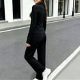 thumbnail image 5 of Husipze Sports Two Piece Yoga Set Girls Straight Leg Elastic Waist Flare Soft Pants and Stretchy Athletic Zipper Jacket Sweatsuit for Kids Black 3-4 Years, 5 of 9