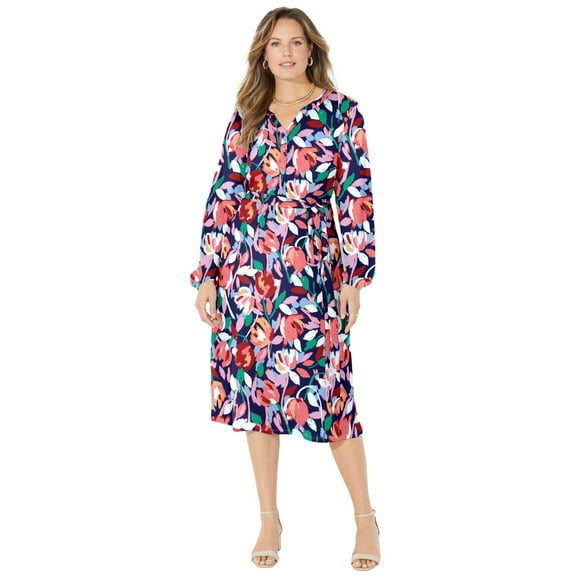 Catherines Women's Plus Size Liz&Me Peasant Wrap Dress