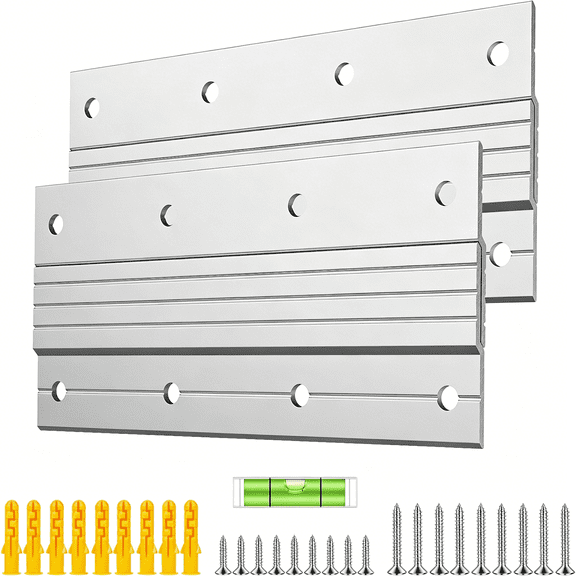 ZHZFKQ 2 Pairs French Cleat Hanger Heavy Duty 60Lbs,6 Inch Aluminum Z Bar Clips Picture Hanging Kit with Level & Screws,Corrosion Resistant Wall Brackets for Large Mirror,Panel,Headboard