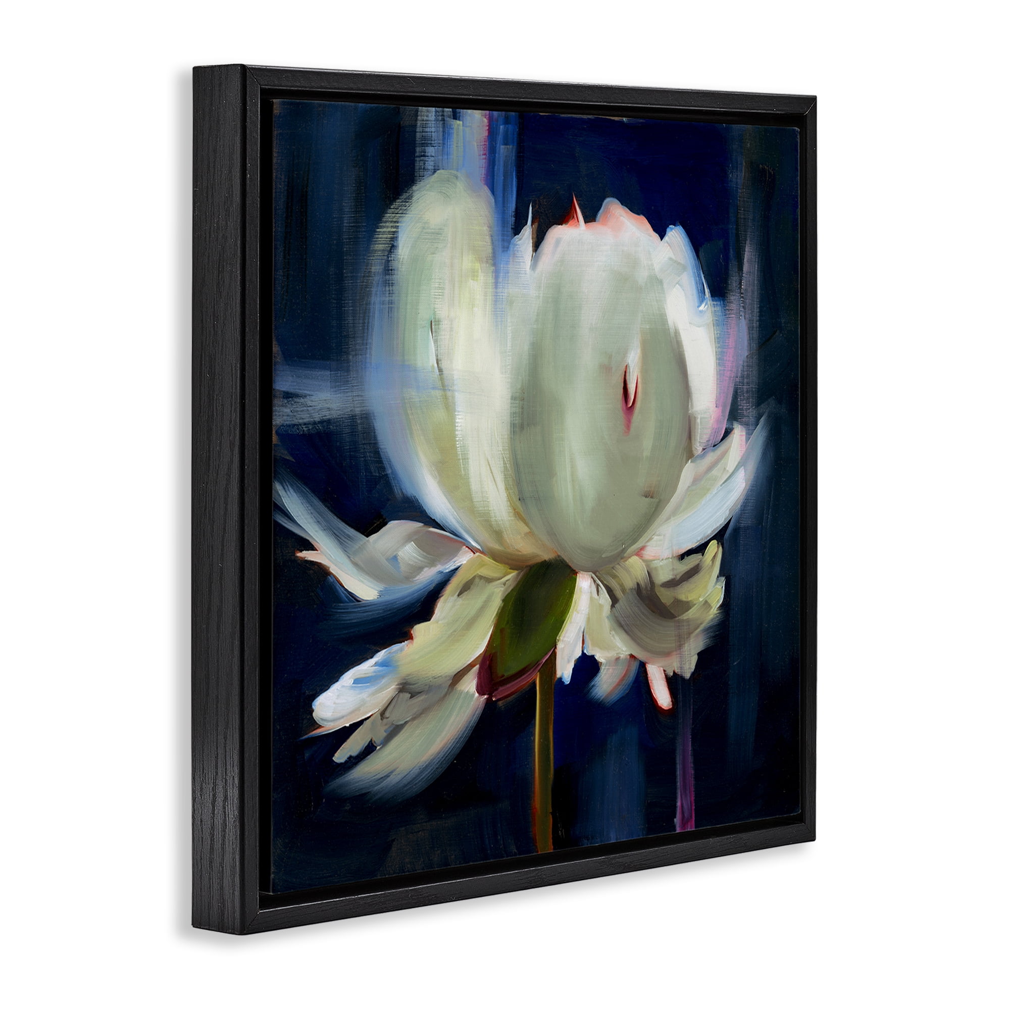 Stupell Industries Abstract Painted Flower Botanical & Floral Painting Black Floater Framed Art Print Wall Art, 25 x 25