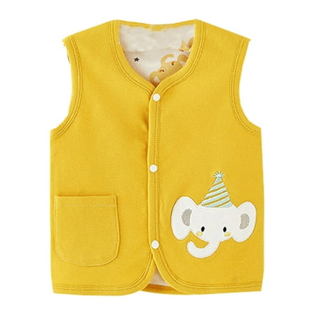 

Toddler Baby Boys Girls Winter Sleeveless Cartoon Coat Outwear Warm Coat Vest Jacket Double Wearing Elephant Tiger Bear