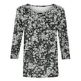 thumbnail image 5 of CYMMPU Floral Printed Round Neck Blouses for Women Dressy Casual Spring Tops T-Shirts Fall Fashion Shirts 3/4 Sleeve Loose Fit Lightweight Basic T-Shirts Multicolor XXL, 5 of 5
