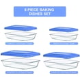 thumbnail image 2 of 8 Pieces Glass Baking Dish with Lids Rectangular Glass Baking Pan Bakeware Set with Lids, Baking Pans for Lasagna, Leftovers, Cooking, Kitchen, Fridge-to-Oven, 2 of 7