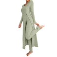 thumbnail image 1 of Zhanying Ensembles en Tricot Deux Pièces Femme Automne Tendance Décontracté Robe Longue à Manches Longues Col Rond Haut Fendu en Tricot Côtelé Doux et Pantalon Vert P, 1 of 5