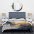 thumbnail image 3 of Designart "Marble Storm in Blue and Yellow Abstract VII" Abstract Painting Bedding Covert Set - Abstract Blue Modern Bed Set With 2 Shams, 3 of 5