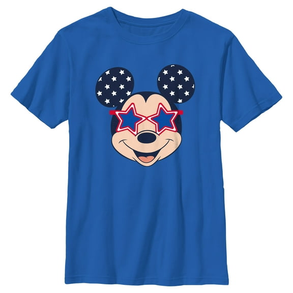 Boy's Mickey & Friends Star Sunglasses Graphic Tee Royal Blue Medium