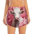 thumbnail image 2 of Daiia Flower White Cow Pattern Women's 2 in 1 Running Shorts - Lightweight Athletic Workout Gym Yoga Shorts Liner with Phone Pockets-Large, 2 of 7