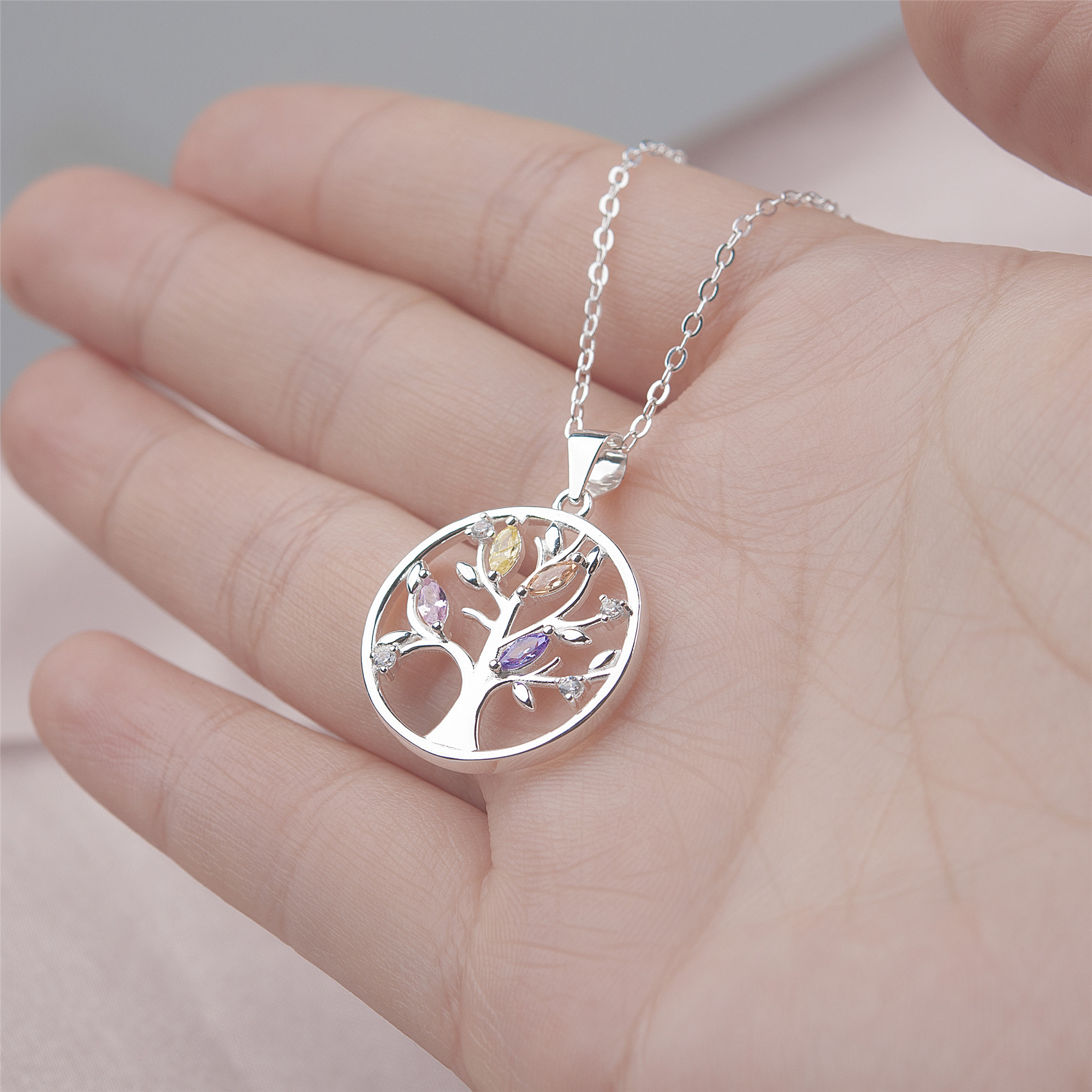 Anavia Grandmother Gift New Year Necklace, Sterling Silver Tree of Life Necklace Christmas Gift for Nana