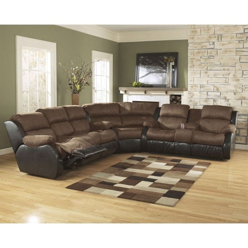 Ashley Furniture Presley, Espresso Leather Reclining Sectional