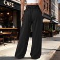 thumbnail image 4 of Noric Women's Cotton Loose-Fit Wide Leg Casual Pants with Elastic Smocked Waist Lounge Street Style Pants, 4 of 9