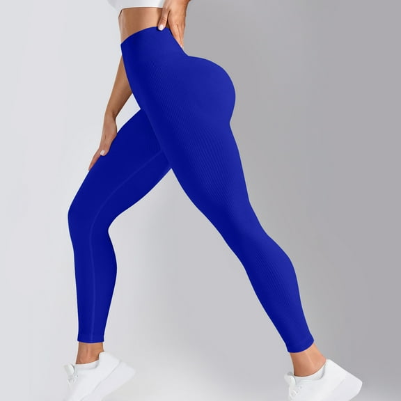 ChaoHeng Women's Seamless High-Waist Yoga Leggings Tummy Control Squat-Proof Gym Workout Tight,Blue S