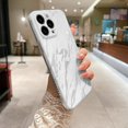 thumbnail image 4 of Compatible with iPhone 13 Pro Max Case, Glitter Bling Silver Sand Powder Marble Pattern Hard Back Cover, Shockproof Lens Camera Protection Sparkly Phone Case for Women Girls - White, 4 of 12