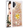 thumbnail image 3 of Glitter Clear Sparkly Bling Case for Samsung Galaxy Note 10+ Plus, Rugged Shockproof Flowing Liquid Floating Cover Women with Ring Holder Case for Samsung Galaxy Note 10 Plus  Gold, 3 of 14