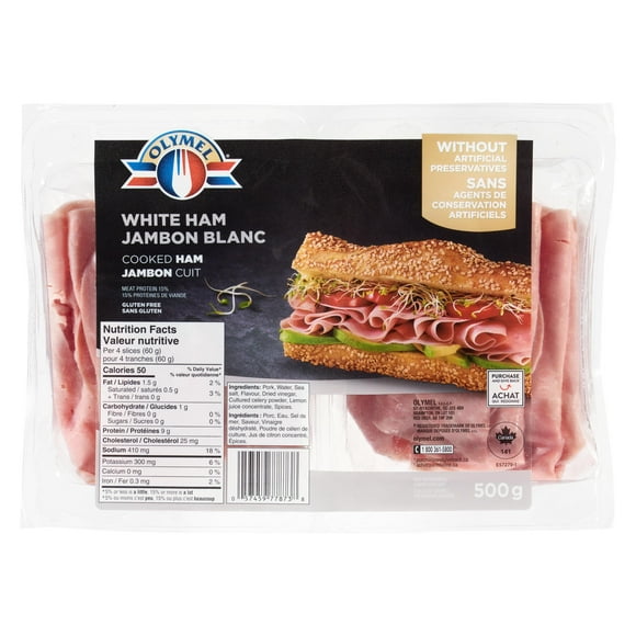 Olymel Shaved White Cooked<br>ham, Duo-pack 500 g