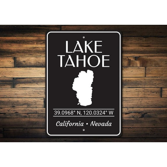 Lake Tahoe Location Novelty Decor, Metal Wall Sign - 10x14 Inches