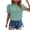 Mint Green, variant on Womens Tops Dressy High Neck Casual Short Sleeve Tshirts Solid Color Pleated Blouses for Women