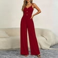 thumbnail image 4 of gakvbuo Summer Jumpsuits Overalls Romper Playsuit Suspender Trousers for Women's Fashion Solid Color Sling Shoulder Straps Are Adjustable Button Wide-Leg Pants Jumpsuit, 4 of 6