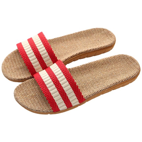 HEANUJJ Soft Slippers for Woman House Slippers Red Linen 1 Pair