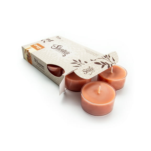 Cinnamon Bark Tealight Candles - Highly Scented with Essential & Natural Oils - 6 Brown Premium Scented Tea Lights - Shortie's Candle Company