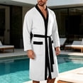 thumbnail image 4 of Naittoop Mens Lightweight Cloth Bathrobe, Long Sleeve Mid Length Summer Robes Comfy Soft Dude Robe with Pockets Sleepwear, 4 of 5