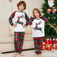 thumbnail image 2 of Conjunto de pijama de Navidad para padres e hijos, ropa de dormir de manga larga con cuello redondo y estampado a cuadros de alce de dibujos animados, novedad de 2023, 2 of 3