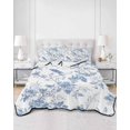 thumbnail image 3 of White Blue Spring Floral Summer Quilt Set Full Size, Soft Microfiber Quilted Bedding Set with 2 Pillow Shams, Summer Birds Botanical Lightweight All Season Bedspread Coverlet for Bedroom 78"x90", 3 of 6