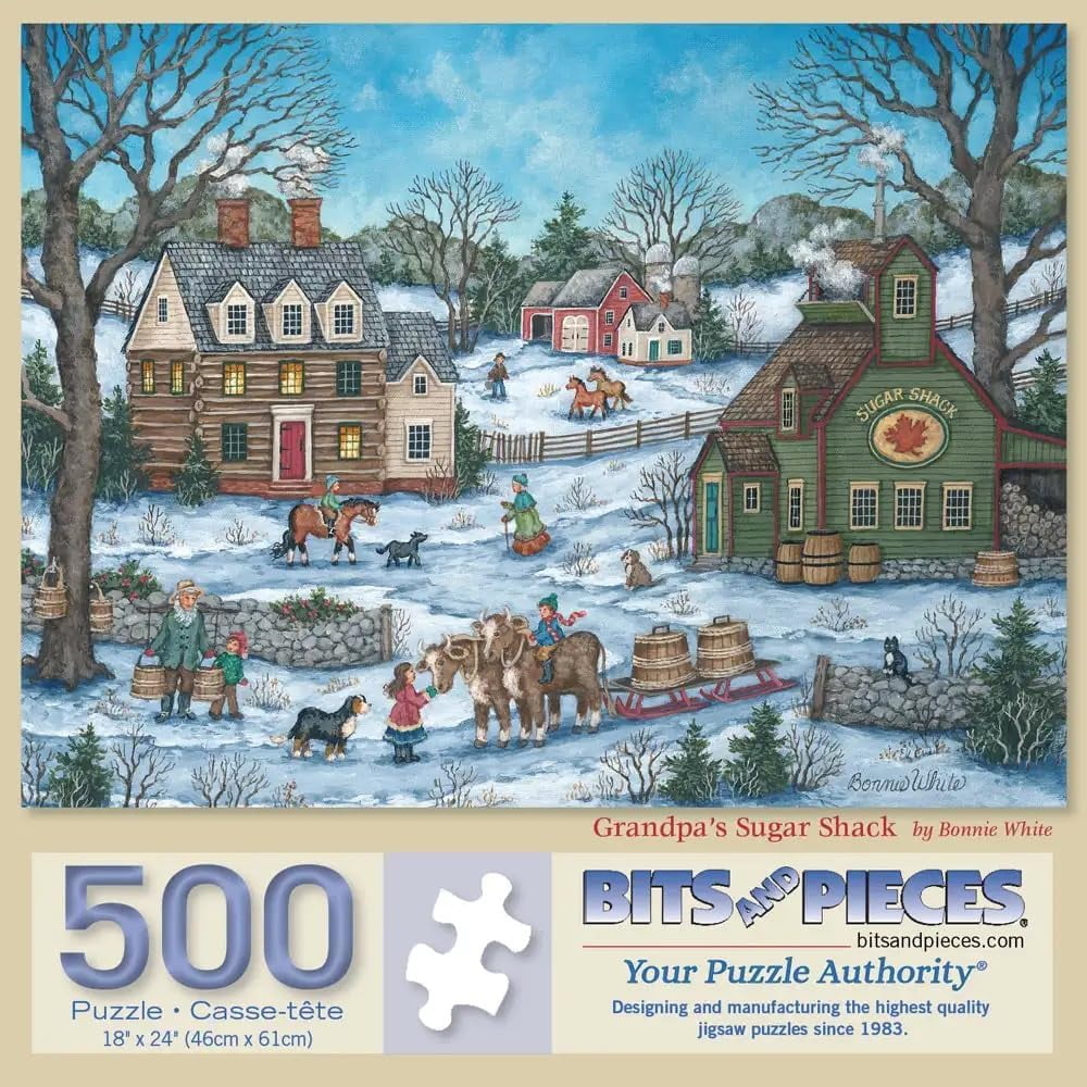 Bits and Pieces Jigsaw Puzzles for Adults, Rustic Farm Seasons, 500 Piece, 3 Pack, 18" x 24"