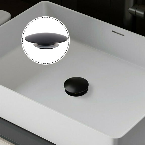 Matte Black Basin Waste Up Bathroom Sink Push Button Click Clack Plug 66mm