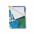 thumbnail image 2 of Lifestyle Soft Flannel Fleece Blanket, Hello Summer Words with Palm Tree Leaves Plumeria Flowers over the Ocean Illustration, Cozy Plush for Indoor and Outdoor Use, 50" x 70", Blue, by Ambesonne, 2 of 6