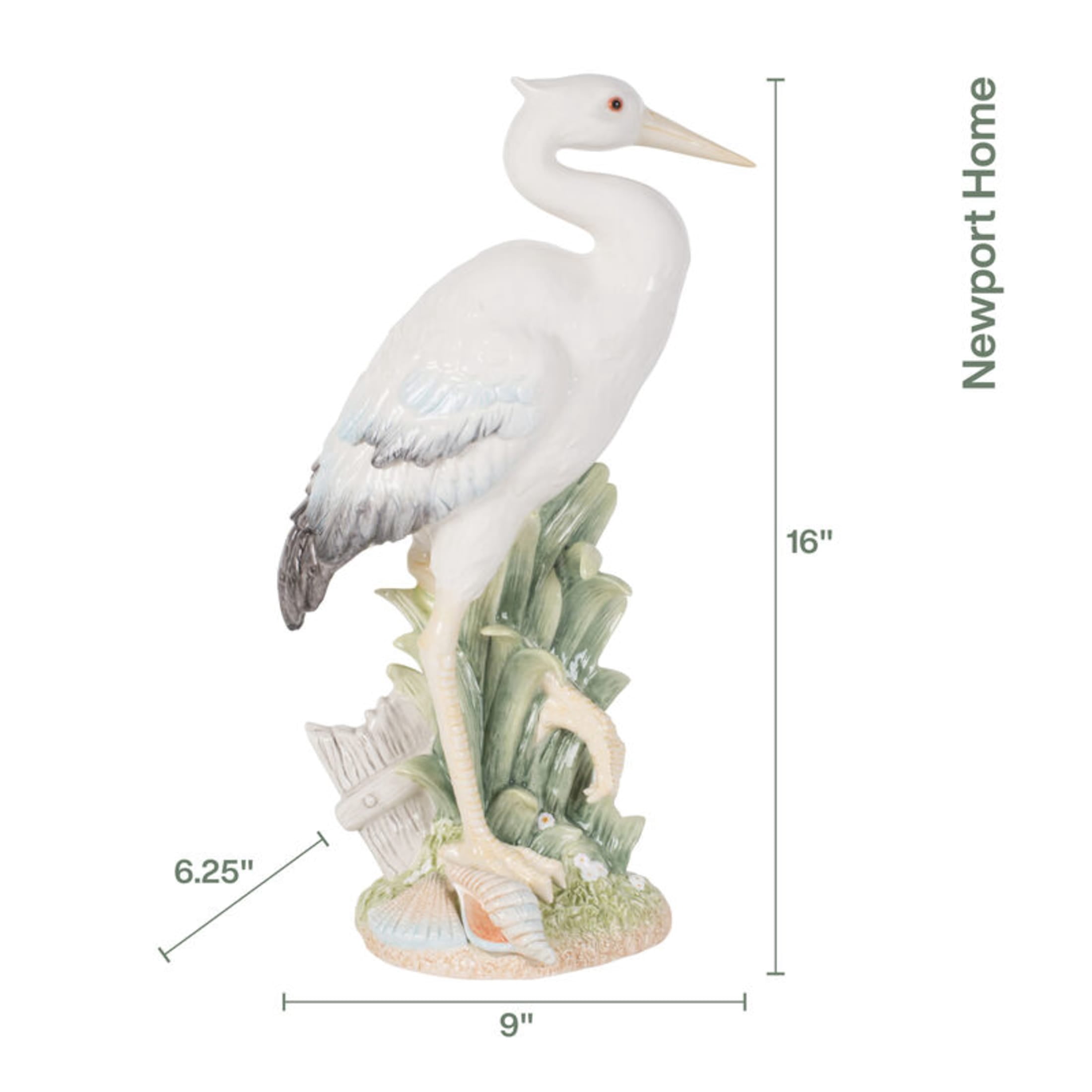 Fitz and Floyd Newport Home 16" Tall Egret Face Earthenware Decorative Figurine